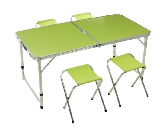 Набор туристической мебели Maclay стол 120x60x55/60/70 см, стул 29x35x30 см, салатовый 6780359 