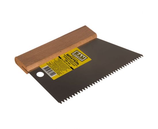 Шпатель нержавеющая сталь прямая трапеция НАШ ИНСТРУМЕНТ 180 мм S2 зуб 5х4мм/Р/ 020614-002 – изображение 2