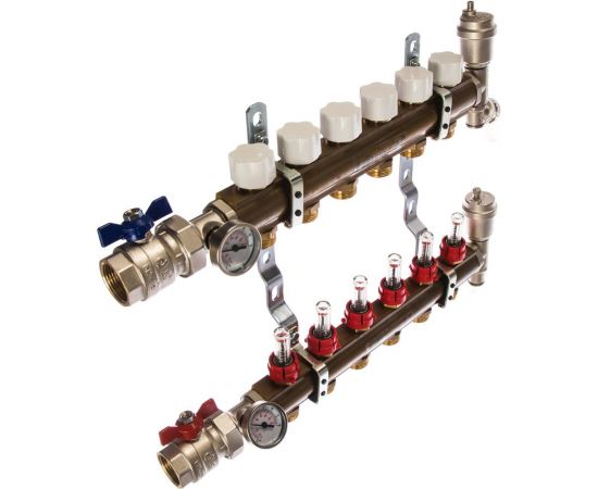 Распределительный коллектор из латуни с расходомерами 6 вых. STOUT SMB 0473 000006 – изображение 2