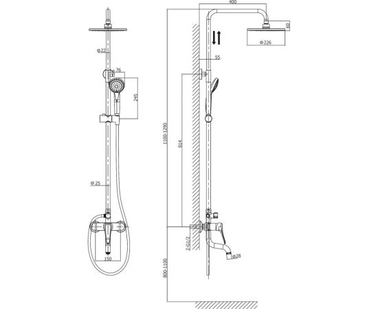 Тропическая душевая система RUSH JA0735-40 – изображение 2
