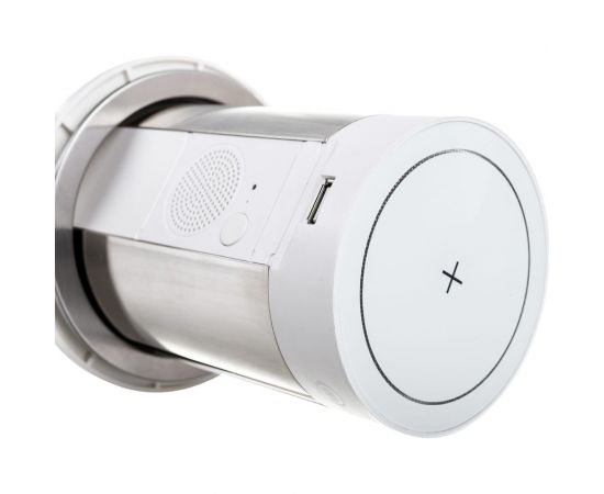 Автоматический блок розеток Mebax 17J 2 секции Серебро+Белый d100мм 2 USB + BT колонка, 00-00001173 – изображение 2