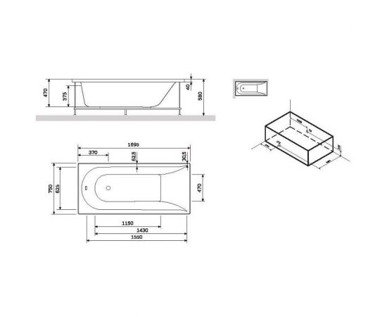 Каркас для ванны AM.PM Spirit 170х75 см W72A-170-075W-R2 – изображение 2