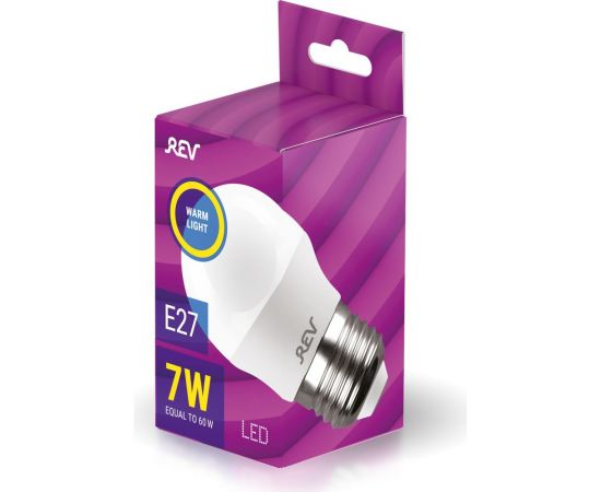 Светодиодная лампа LED G45 Е27 7W 600Лм, 2700K, теплый свет REV 32342 6 – изображение 3