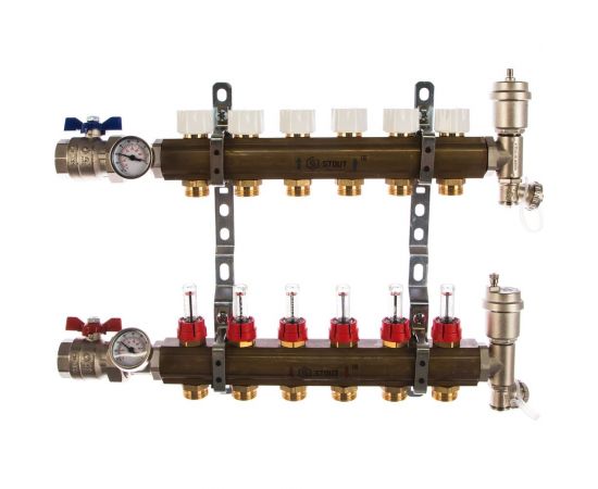 Распределительный коллектор из латуни с расходомерами 6 вых. STOUT SMB 0473 000006 – изображение 3