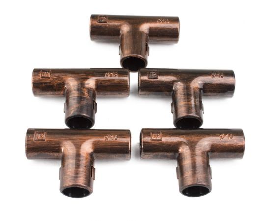 Соединительный тройник Electraline для труб, пвх, цвет Медный Век 5шт. ВTT1-16-16-5 – изображение 3