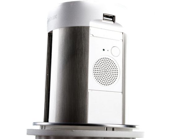 Автоматический блок розеток Mebax 17J 2 секции Серебро+Белый d100мм 2 USB + BT колонка, 00-00001173 – изображение 4