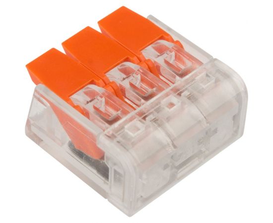 Соединительная 3-проводная клемма REXANT с рычажком 0.14-4 мм2 прозрачная 20 шт 07-5203-20 – изображение 4