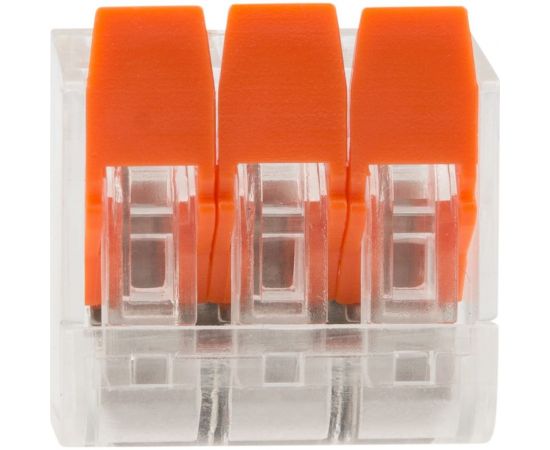 Соединительная 3-проводная клемма REXANT с рычажком 0.14-4 мм2 прозрачная 20 шт 07-5203-20 – изображение 5