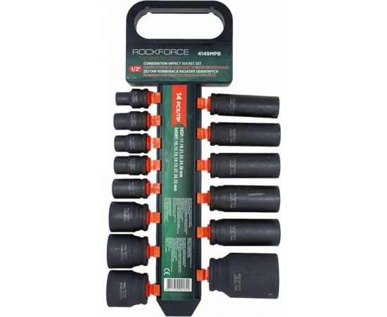 Набор головок ударных комбинированный 14 шт, 10-36 мм, 1/2"" Rockforce RF-4149MPB 