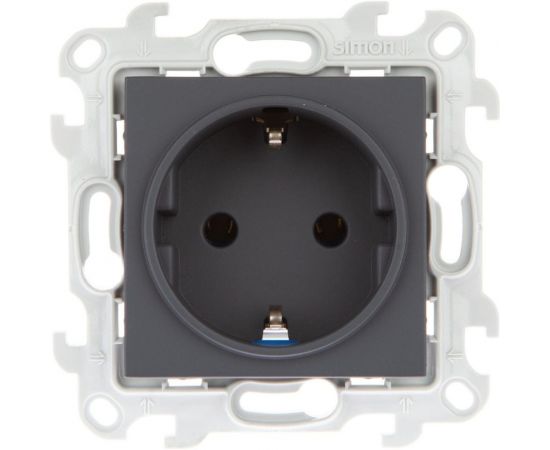 Розетка Simon 2К+З Schuko без шторок, графит 2450434-038 