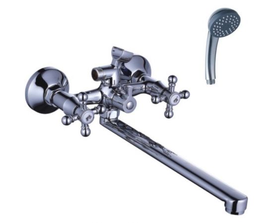 Универсальный смеситель Эверест с плоским прямым изливом и переключателем для душа B23-333 