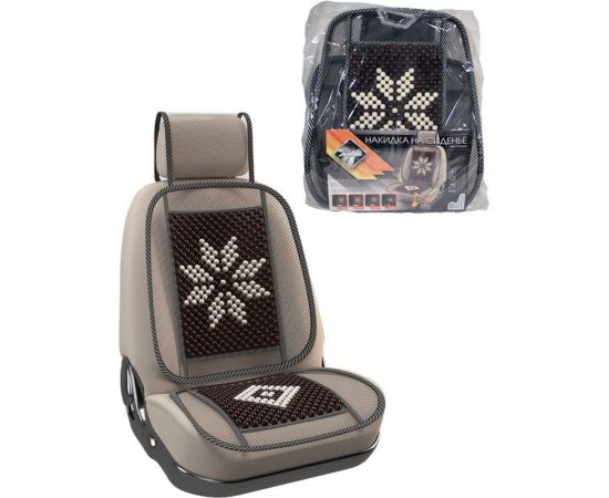 Накидка на сиденье Nova Bright с подголовником, деревянные вставки 46865 