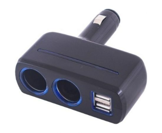 Разветвитель прикуривателя SKYWAY 2 гнезда + 2 USB черный предохранитель 5 А S02301019 
