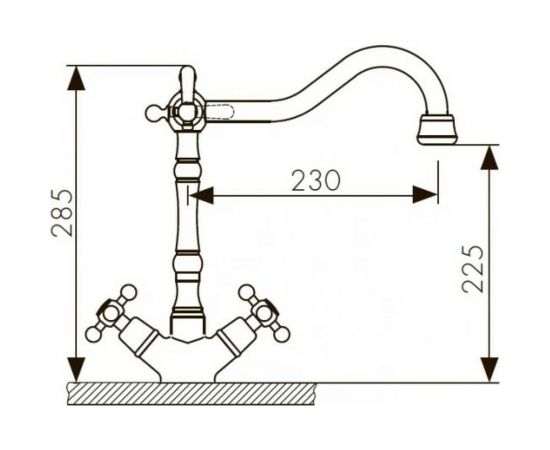 Смеситель для кухни под фильтр KAISER Carlson Style крест, бронза 44133-1 – изображение 2