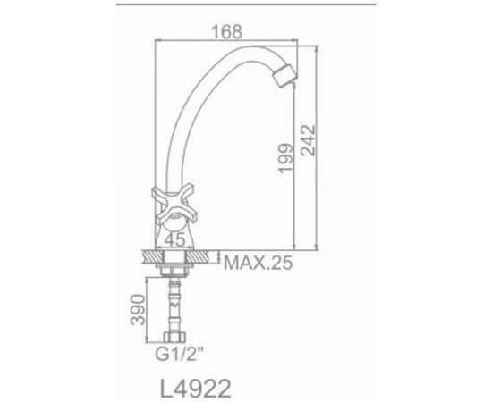 Смеситель для кухни LEDEME крест, керамика, гайка L4922 806886 – изображение 2