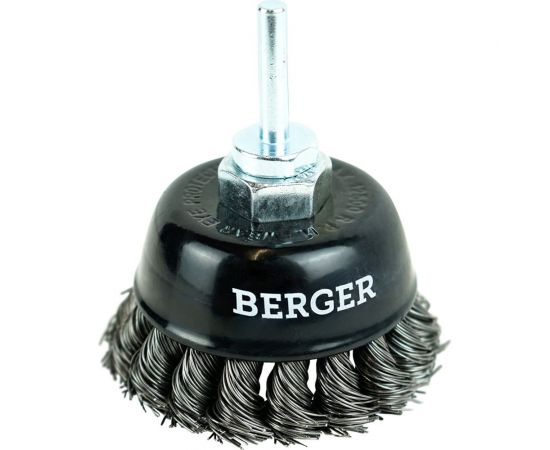Кордщётка чашеобразная 75 мм, витая оцинкованная сталь 0.5 мм, М14, адаптер на 6 мм Berger BG BG1743 – изображение 2