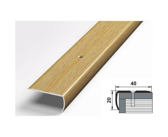 Порог угловой алюминиевый декоративный (40х20 мм, 1,8 м, Дуб светлый) ЛУКА 00000002102 – изображение 2