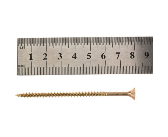 Потайной универсальный шуруп Метизный двор 4,5x80, желтый, 100 шт. 4607159063434 – изображение 3