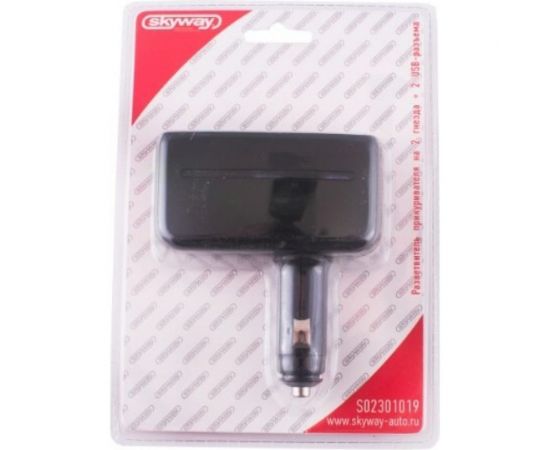 Разветвитель прикуривателя SKYWAY 2 гнезда + 2 USB черный предохранитель 5 А S02301019 – изображение 3