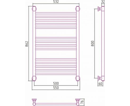 Полотенцесушитель Сунержа ДР Богема прямая 800х500, без покрытия 00-0220-8050 – изображение 5
