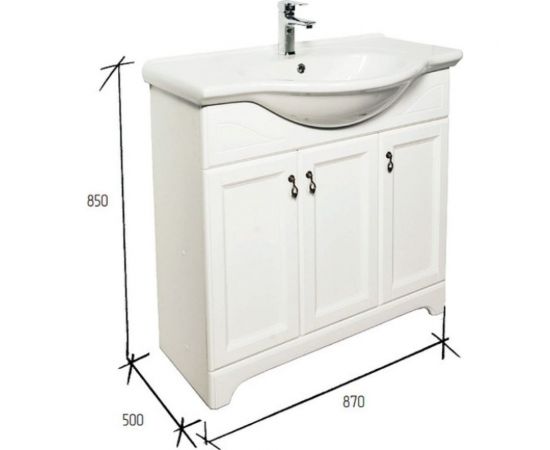 Напольная тумба с раковиной Orange Классик 85 F7-85TU3+RA белая – изображение 5