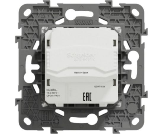 Розетка Schneider Electric Unica New Белый без заземления, со шторками, винтовой зажим, 16А, 250В NU503318 – изображение 6