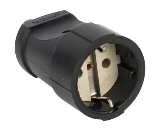 Штепсельное гнездо EKF с заземлением черное ПВХ 16A 250B ASGO16-30 