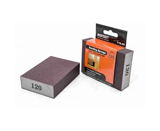 Губка шлифовальная 100x70x25 мм, P120, 1 шт Orientcraft SS1007025120 