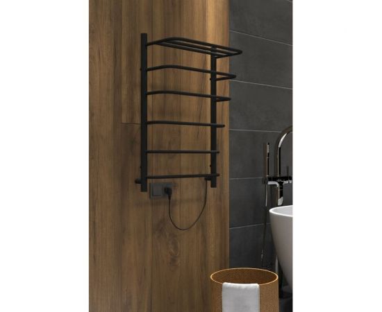 Полотенцесушитель INDIGO Hit (electro) 80/50 (скрытый монтаж, универсальное подключение R/L, черный муар) LHE80-50BRR 