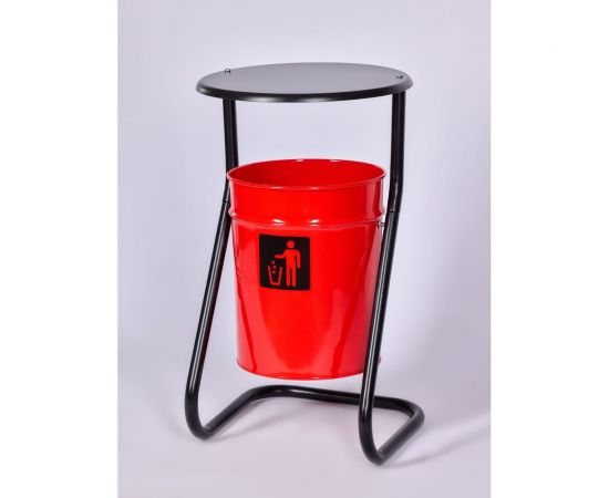 Уличная урна ПРОФМЕТСТИЛЬ металл, красная, с крышкой Арт 502 
