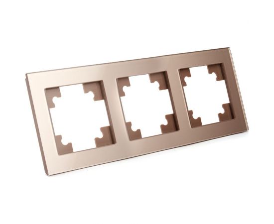 Горизонтальная 3-местная рамка STEKKER серия Катрин, GFR00-7003-02, шампань 39529 
