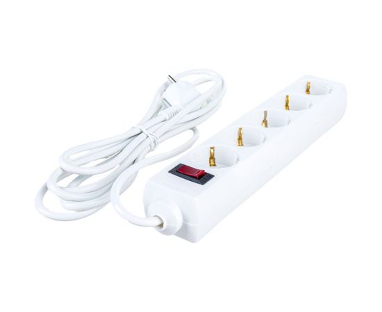 Удлинитель ExeGate EC-5-3W 5 евро с заземлением, 3м, выключатель с подсветкой, белый 279360 – изображение 2