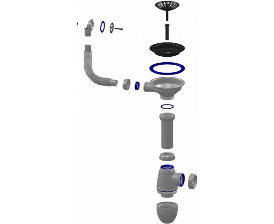 Сифон Unicorn B411P 3 1/2х40 с круглым переливом винт, шток, ручка - пластик 538079 – изображение 2