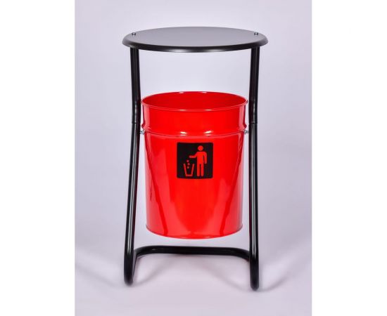 Уличная урна ПРОФМЕТСТИЛЬ металл, красная, с крышкой Арт 502 – изображение 2