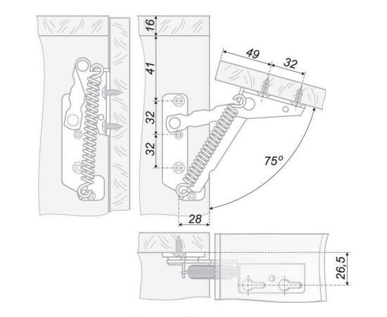 Антресольная петля BOYARD MK01 комплект 107086 – изображение 3