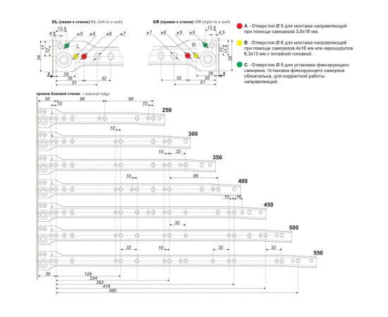 Роликовые направляющие BOYARD DS03W.1/500 белые 100032 – изображение 3