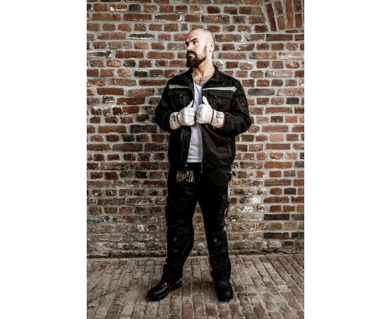 Комбинированные перчатки Nitras белые, кожа КРС В класса, парусина подкладка, крага, р.11 1403B-111 – изображение 4