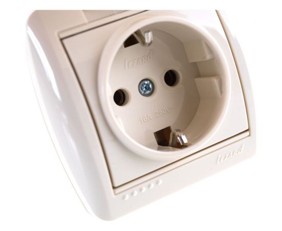 Розетка с крышкой Lezard NATA с заземлением, керамика, кремовый 710-0300-123 – изображение 4
