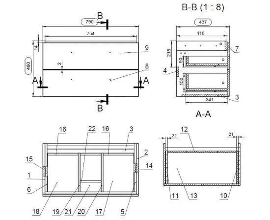 Тумба Cersanit LARA 80 орех 63416 – изображение 6