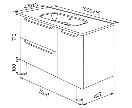 Тумба с умывальником IDDIS Edifice напольная, 100 см, белая EDI10WFi95K – изображение 6