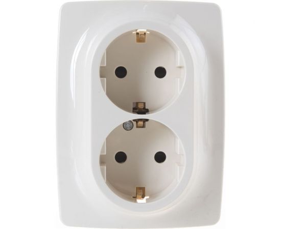Розетка ЭРА 12-2008-02 2X2P E Schuko со шторками , 16А-250В, б.л., 12, слоновая кость Б0038813 