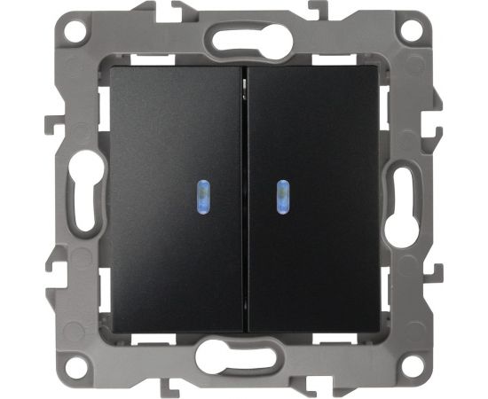Двойной выключатель с подсветкой ЭРА 12-1105-05 10АХ-250В, IP20, антрацит Б0014661 