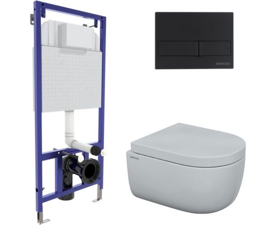 Комплект для монтажа подвесного унитаза Berges инсталляция NOVUM525, кнопка L5 SoftTouch черная 043232 – изображение 2