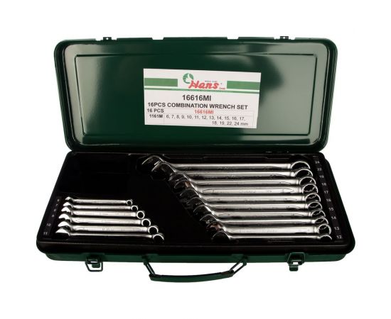 Комплект комбинированных ключей 6-24мм 16шт Hans 16616MI – изображение 2