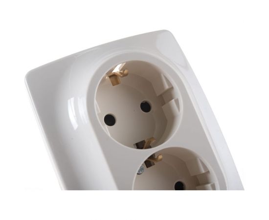 Розетка ЭРА 12-2008-02 2X2P E Schuko со шторками , 16А-250В, б.л., 12, слоновая кость Б0038813 – изображение 2