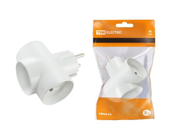 Тройник TDM 3х2П 16А 250B белый SQ1806-0041 – изображение 2