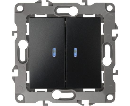 Двойной выключатель с подсветкой ЭРА 12-1105-05 10АХ-250В, IP20, антрацит Б0014661 – изображение 2