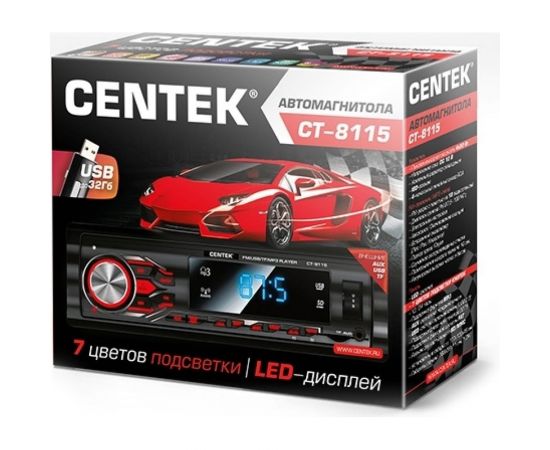 Автомагнитола Centek 4х50 Вт, 7 цветов подсветки, USB, AUX, microSD, МР3 CT-8115 – изображение 2