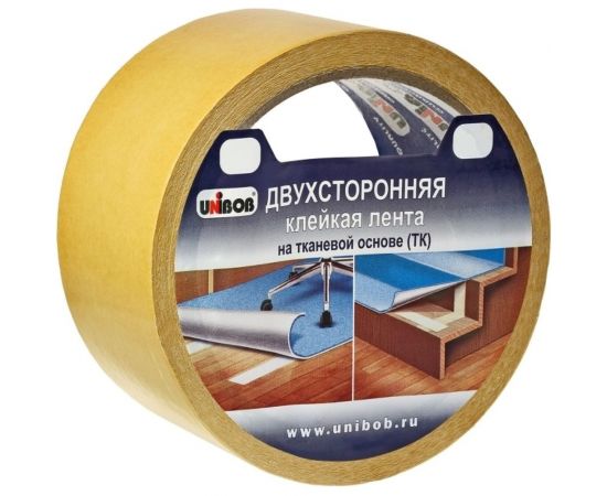 Двухсторонняя клейкая лента UNIBOB тканевая 25 мм х 25 м 211742 – изображение 2