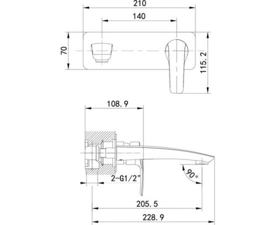 Встраиваемый смеситель для умывальника IDDIS Ray черный матовый RAYBL00i65 – изображение 3
